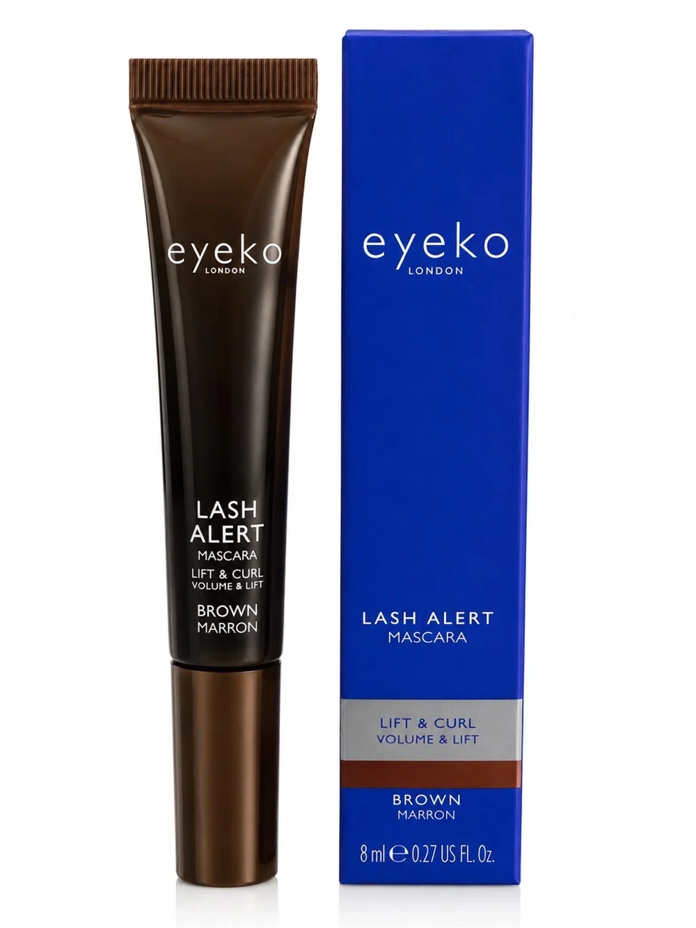 Eyeko London Lash Alert Mascara Brown (Marron) Lift & Curl 8ml / 0.27 fl oz –New